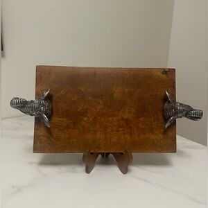 Pewter & Wood Elephant Cheese Board Made in India